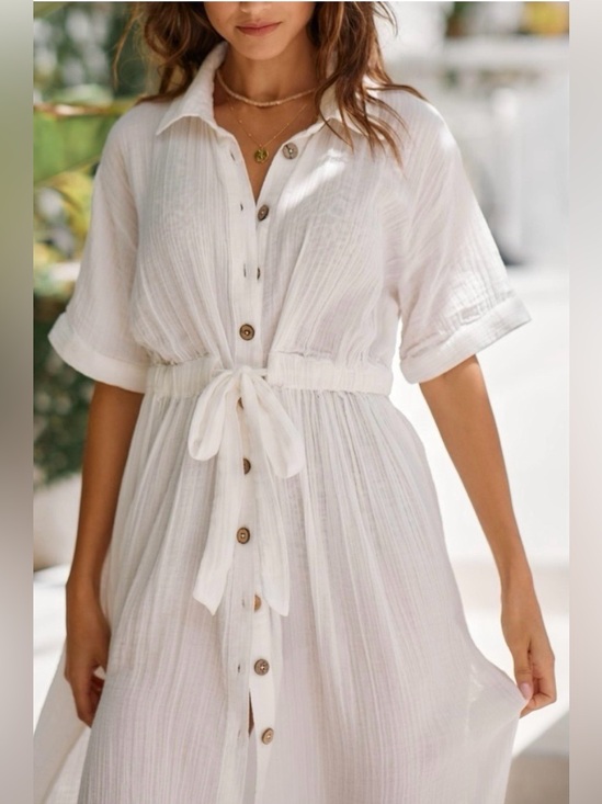 Anthropologie Dresses & Skirts - Anrhropologie Preppy Shirt Dress Cotton Gauze